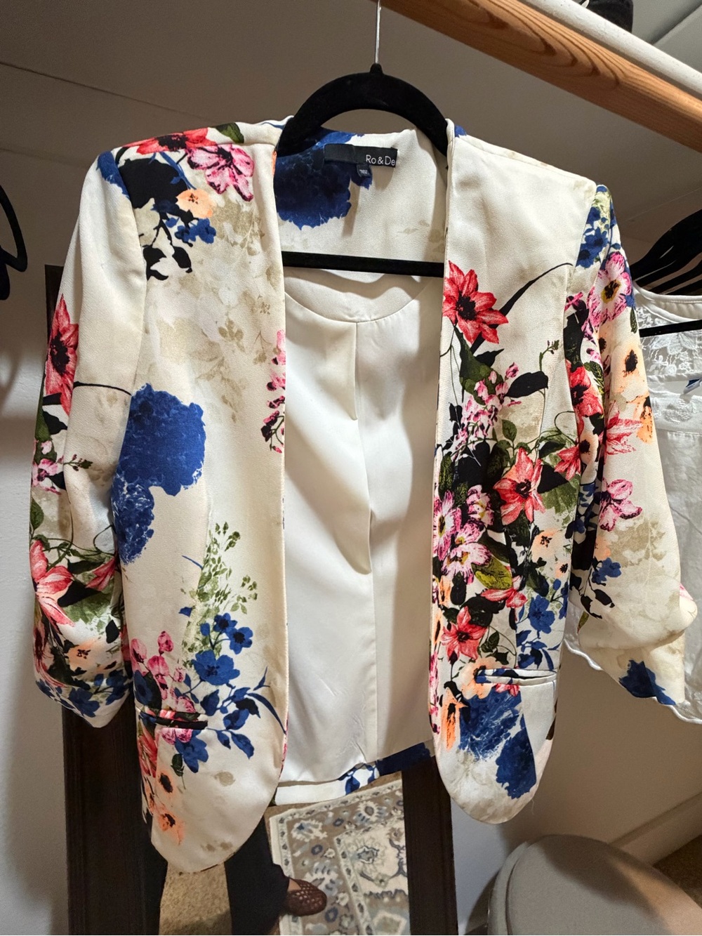 Ro & De Floral Cream Blazer Jacket